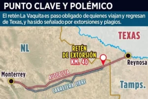 Acusan extorsión en retén de NL en vía a Reynosa
